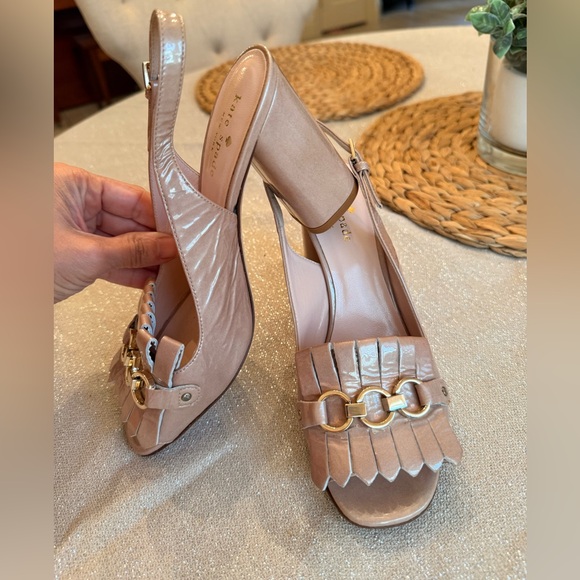 Kate Spade leather nude heels, Size 7.5 - Picture 2 of 9